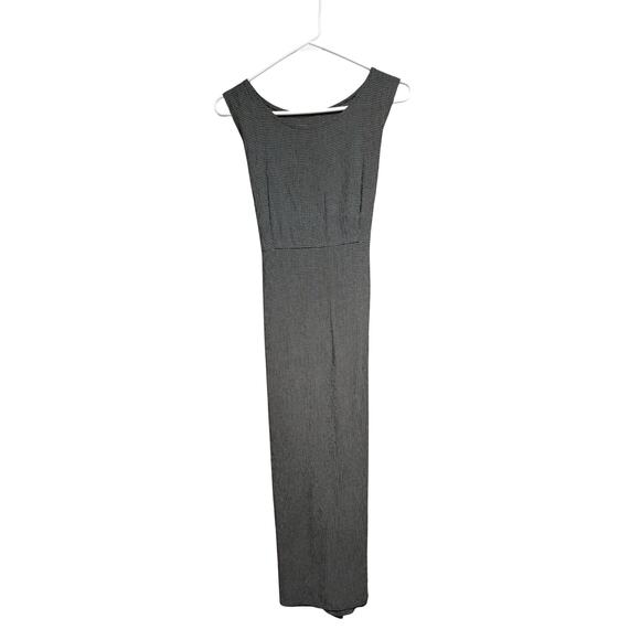 vintage 1990s gray sleeveless midi dress with a tie-back - Picture 1 of 5